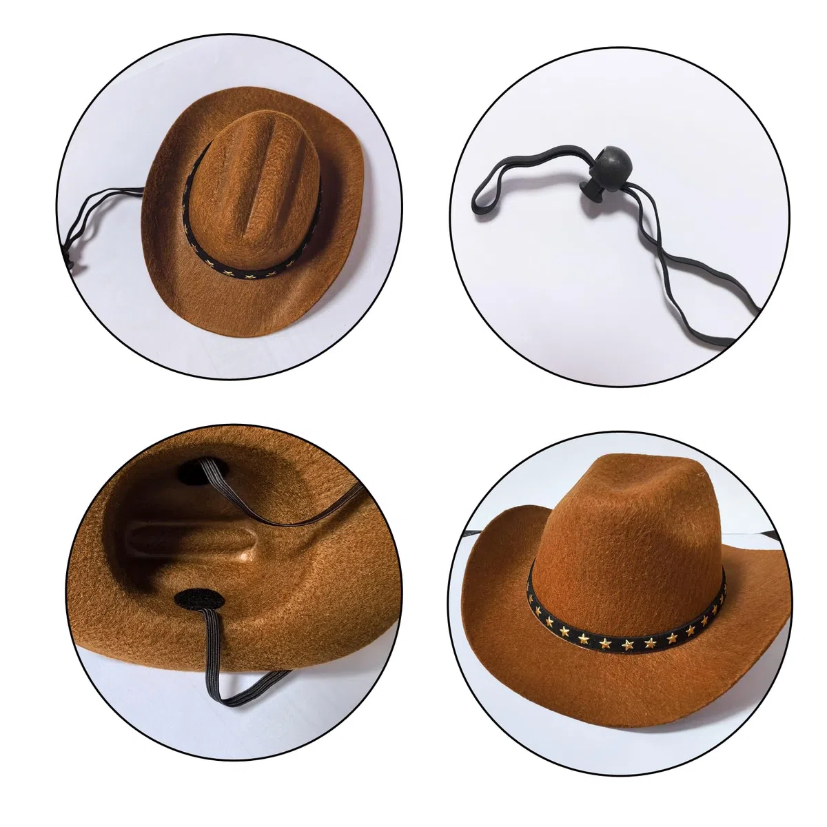 Chapeau de cowboy pour chien, chat et chat – Mini chapeau de cowboy pour chiens, chats, vacances, Halloween, décoration de fête pour animaux domestiques (marron, taille L)