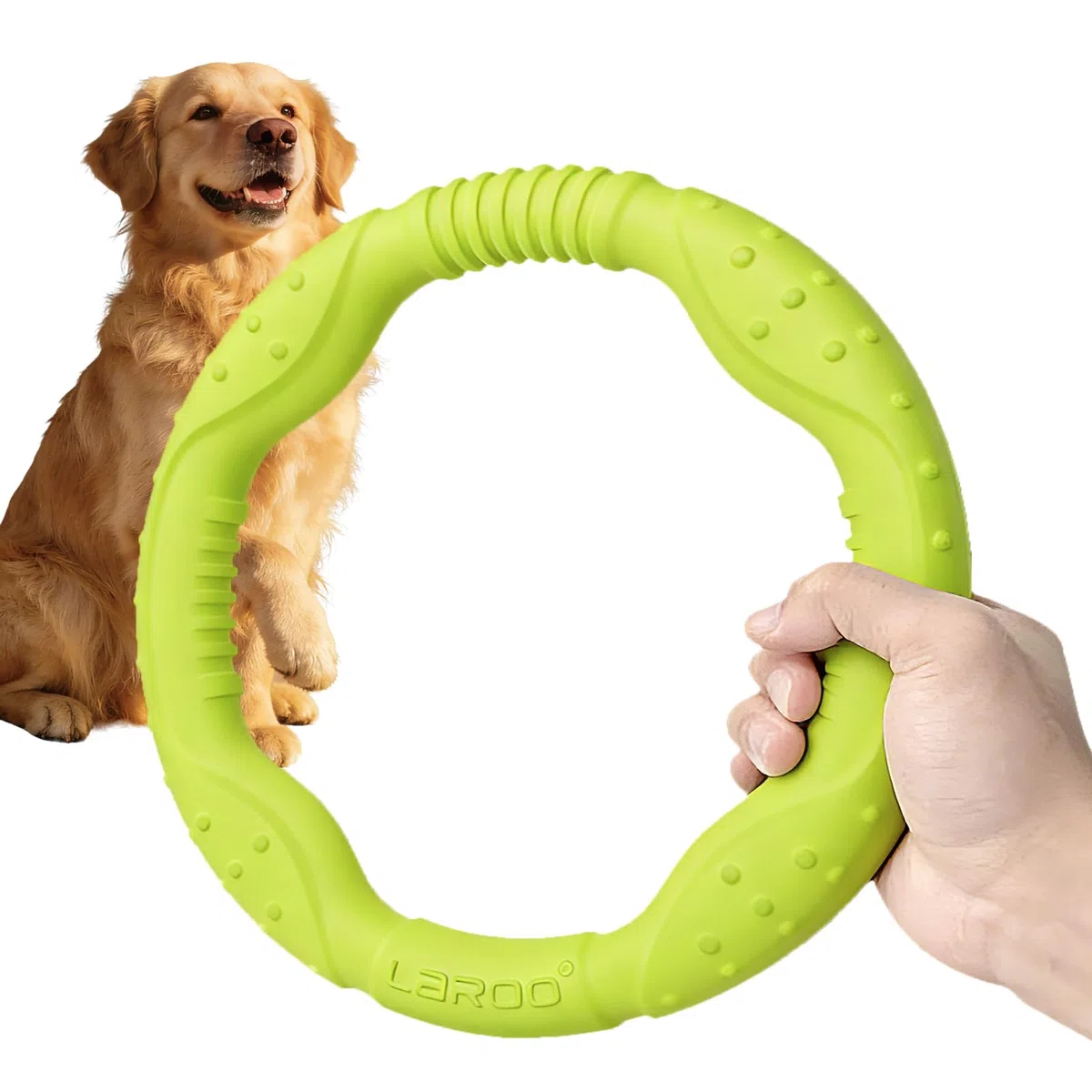 LaRoo Jouet pour Chien Dog Disc, Disque de Lancer Durable pour Chiens forts pour Petits, Moyens et Grands Chiens, Sport, Exercice, Activité et Jeux de Plein air (Vert, Grand-30CM)