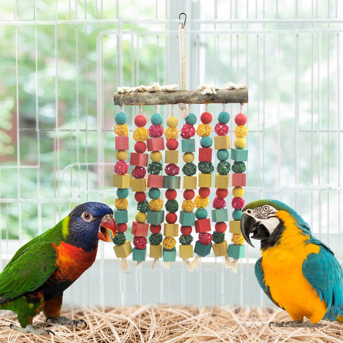 MQUPIN Jouet à Mâcher en Bois Naturel pour Perroquets Grands, Gris d'Afrique et Amazoniens