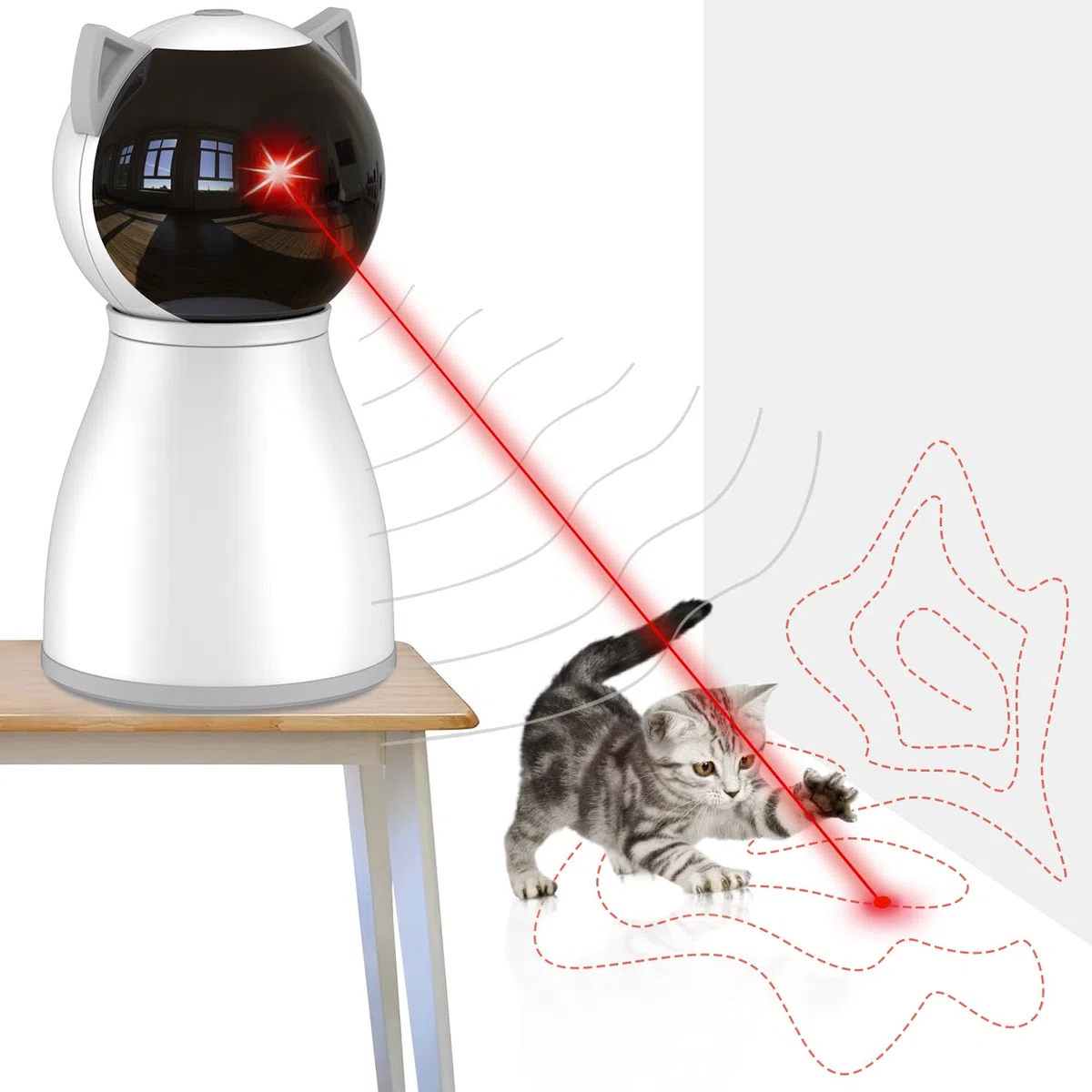 FENRIR Yvelife Cat Laser Toy Automatic,Interactive Toy for Kitten/Dogs - USB Charging,Placing Hign,5 Random Pattern,Automatic on/.