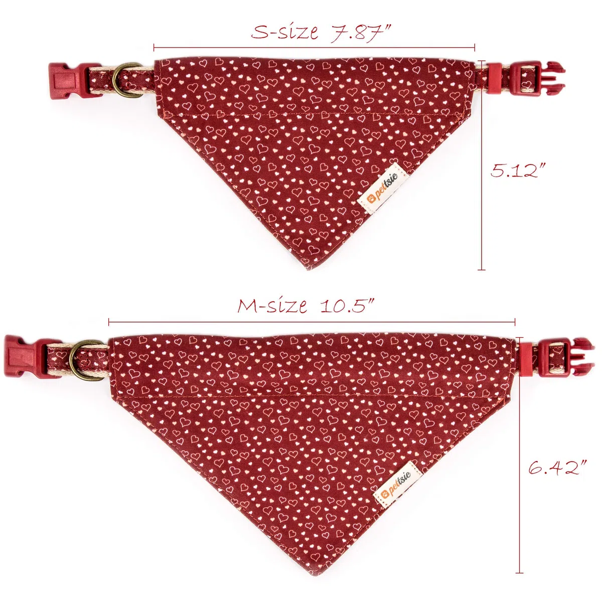 Pettsie Bandana pour Chien avec Collier et Bracelet d'amitié, Tailles réglables S, M et L, Foulard Bandana Amovible, Coffret Cadeau Inclus, pour Les Amoureux des Chiens, S, Rouge