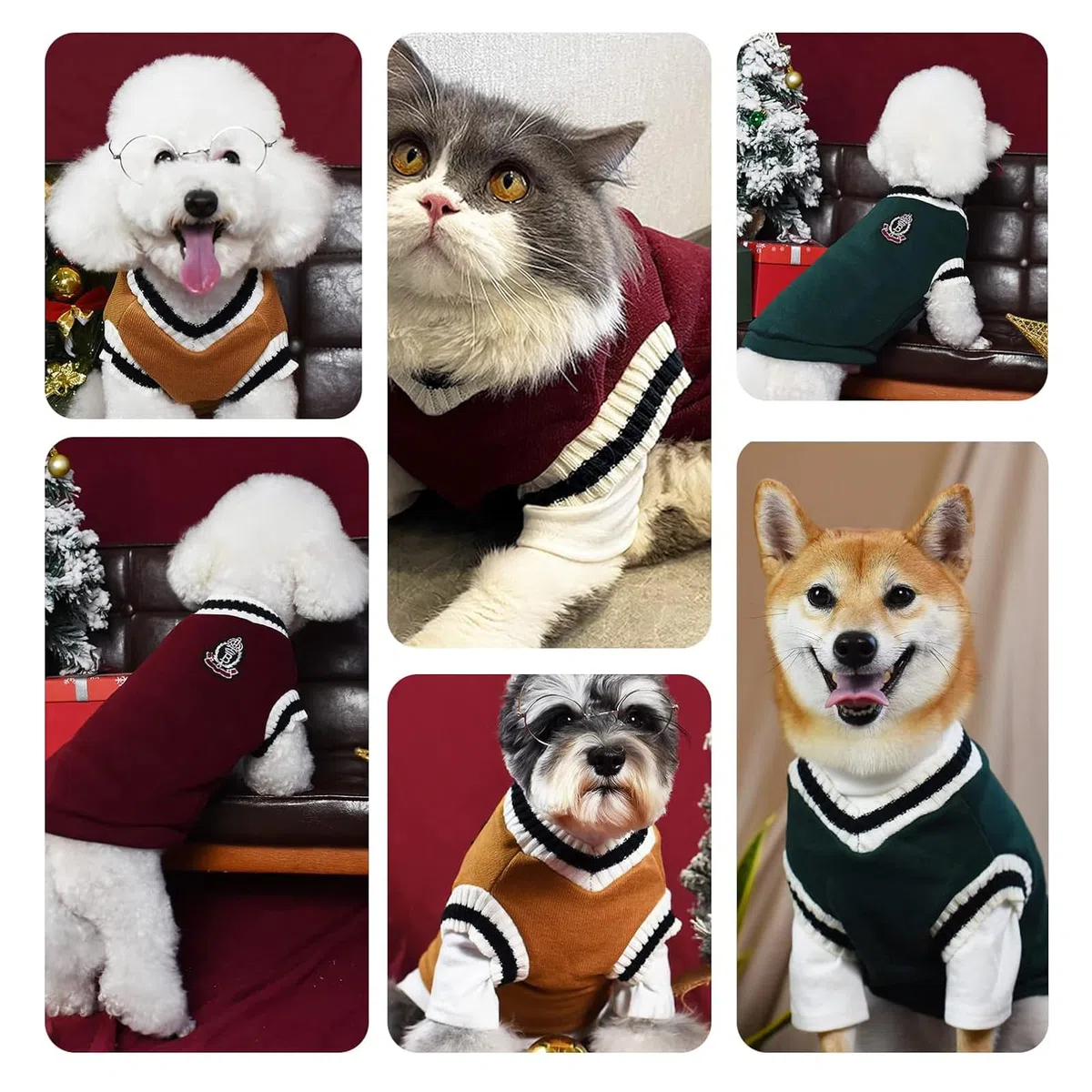 PETCUTE Pull pour Animaux de Compagnie de Noël,Manteau d'hiver pour Chien,Vêtements pour Chiens pour Petits Chiens, Chihuahua Vêtements,Vêtement d'hiver pour Chatons Chiots