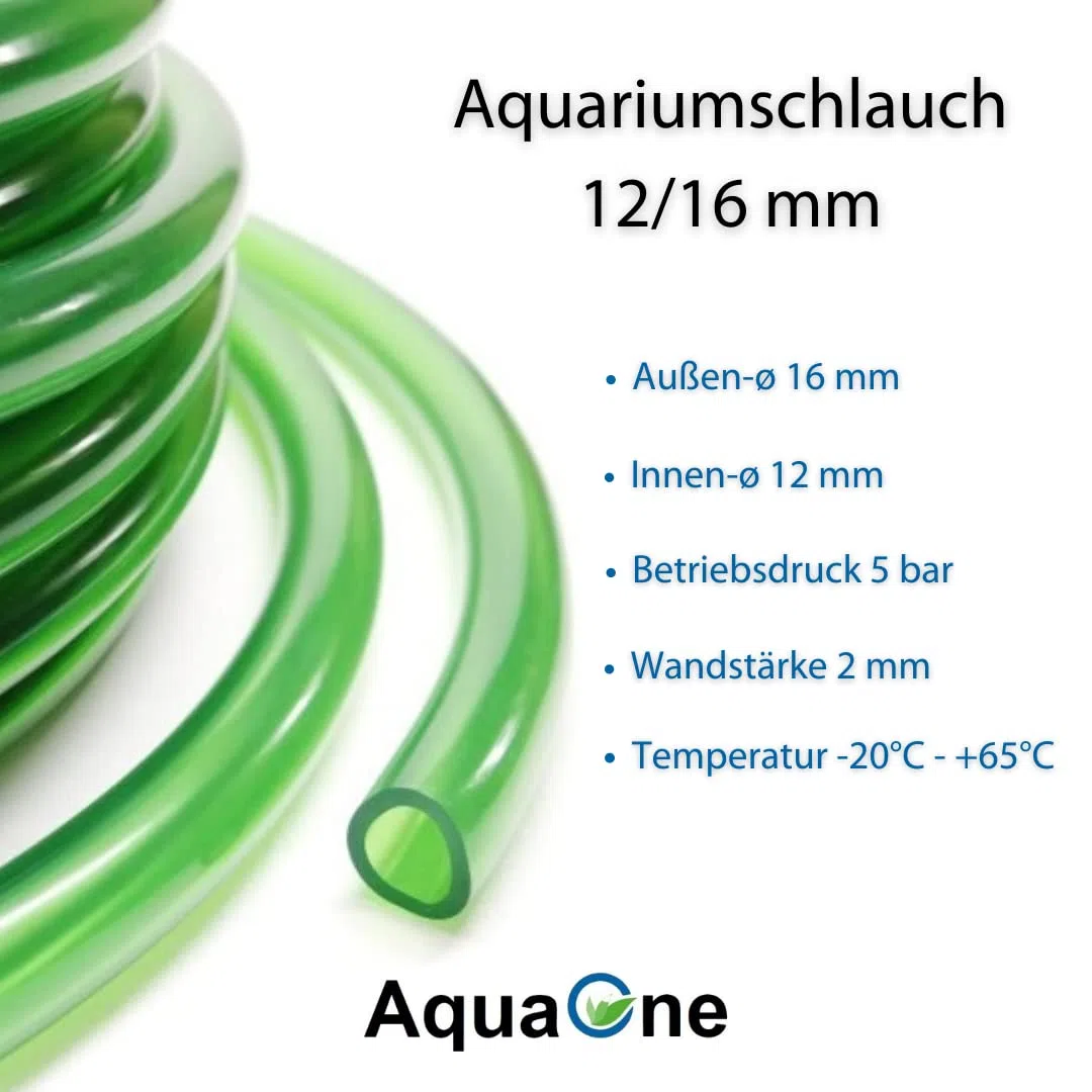 AquaOne Tuyau d'aquarium 12/16 mm 10 m I Tuyau d'aquarium de qualité supérieure Diamètre intérieur 12 mm I Tuyau d'arrosage flexible I Tuyau de pompe pour le nettoyage et le changement d'eau dans les