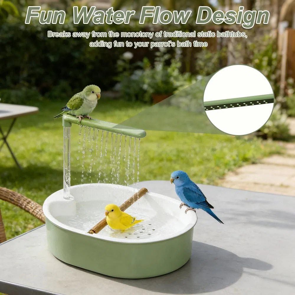 Baignoire Oiseaux, Douche pour Oiseaux avec Douche D'eau Circulante Douche Bain de Perroquet Automatique Fontaine de Bain Automatique Douche pour Perroquet pour Gris Africain, calopsitte, Conure