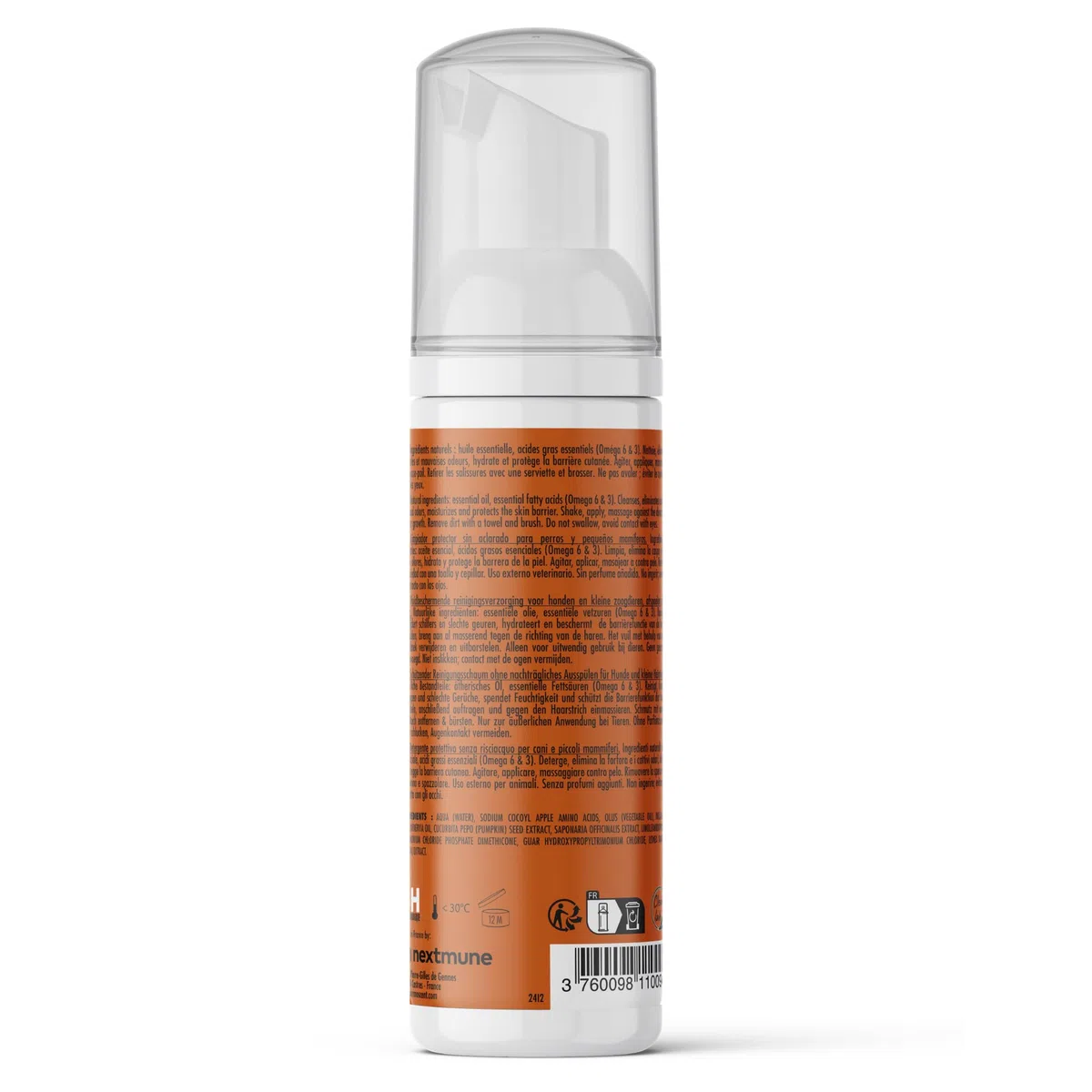 Essential Mousse pour Chien et Petits Mammifères | Soin Nettoyant Protecteur sans Rinçage | 150 ML | Usage Facile et Naturel | Dermoscent