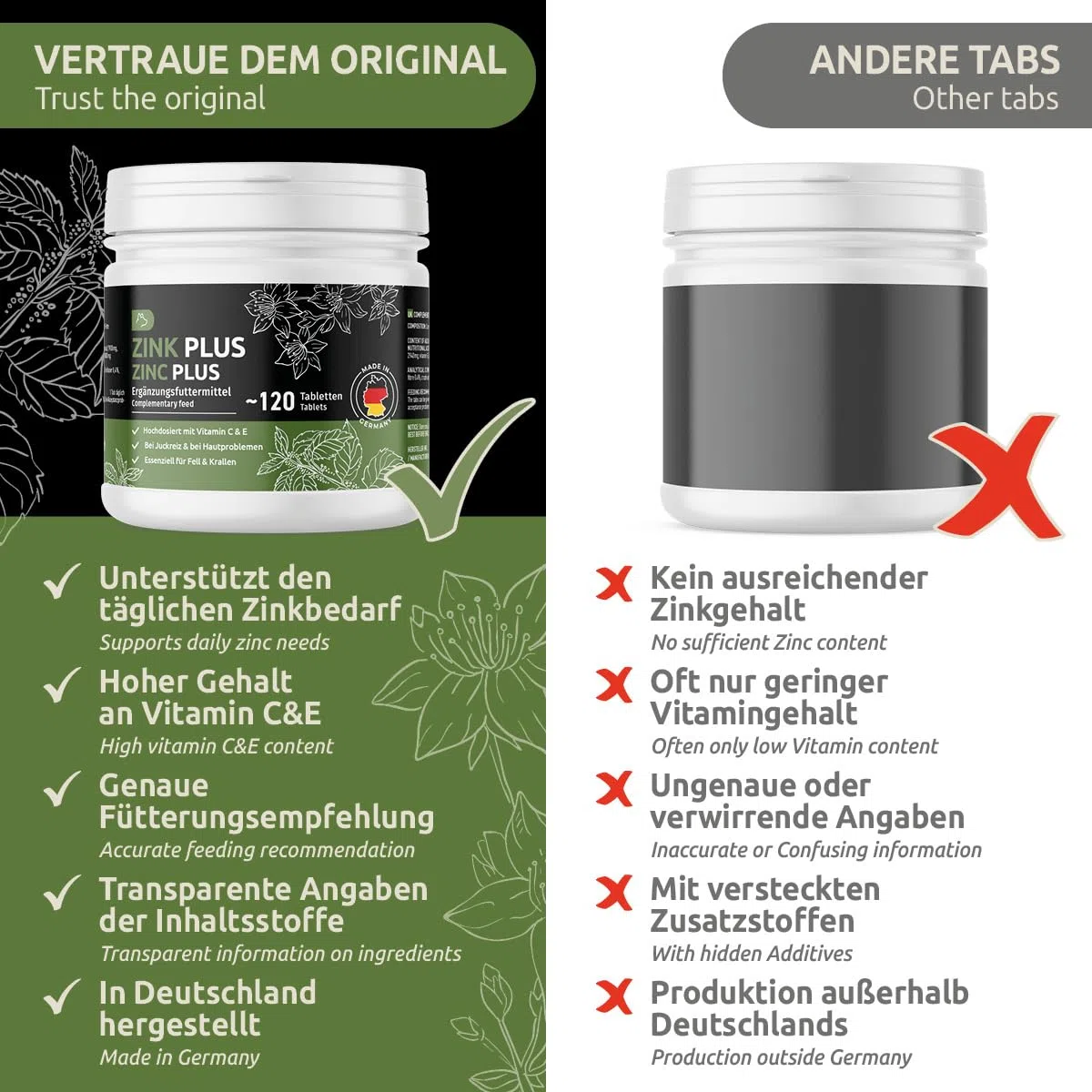 GreenPet Le Zinc pour Les Chiens 120 Tablets - Zinc Tablets Plus avec vitamines pour Peau sèche, Chien Qui démange, Perte de Poils, renforcement du système immunitaire, Changement de Pelage