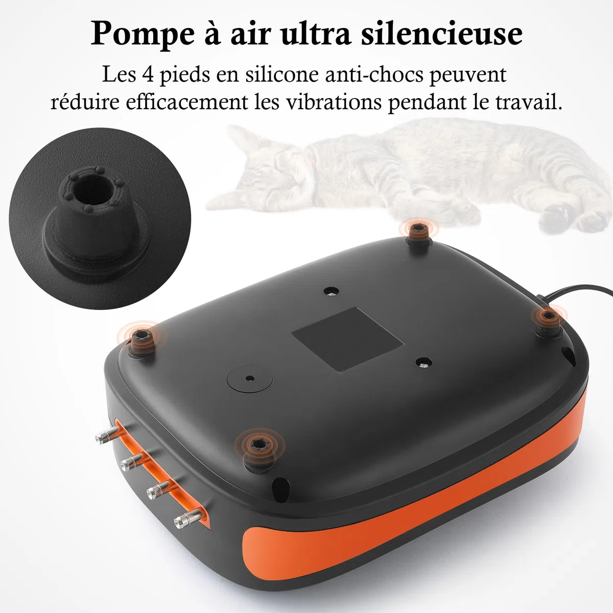 Pompe à air pour Aquarium, Pompe à oxygène à 4 Sorties, aérateur Silencieux pour Un réservoir de Poissons et de Tortues jusqu'à 1100L