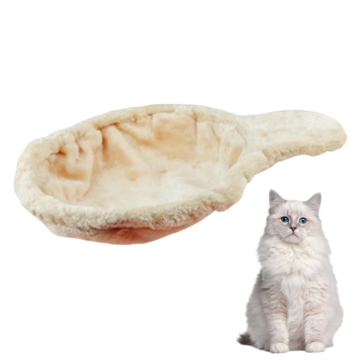Panier hamac pour chat – Grande fixation d'arbre en forme de cuillère, pièce de rechange douce et résistante aux rayures, lavable, facile à installer, beige, 43,2 cm de diamètre
