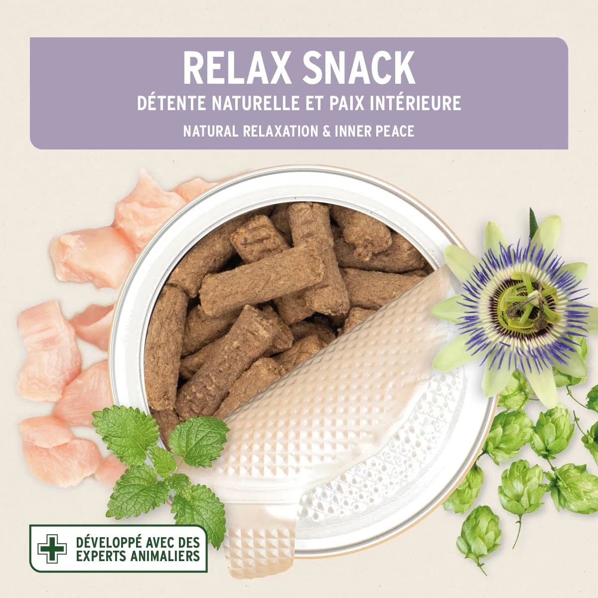 AniForte Snack Relax, Friandise Premium pour Chiens 300 g - Détente et apaisement Naturel, Snack Anti-Stress, à la valériane, à la mélisse et au romarin, Aide en Cas d'anxiété et de nervosité