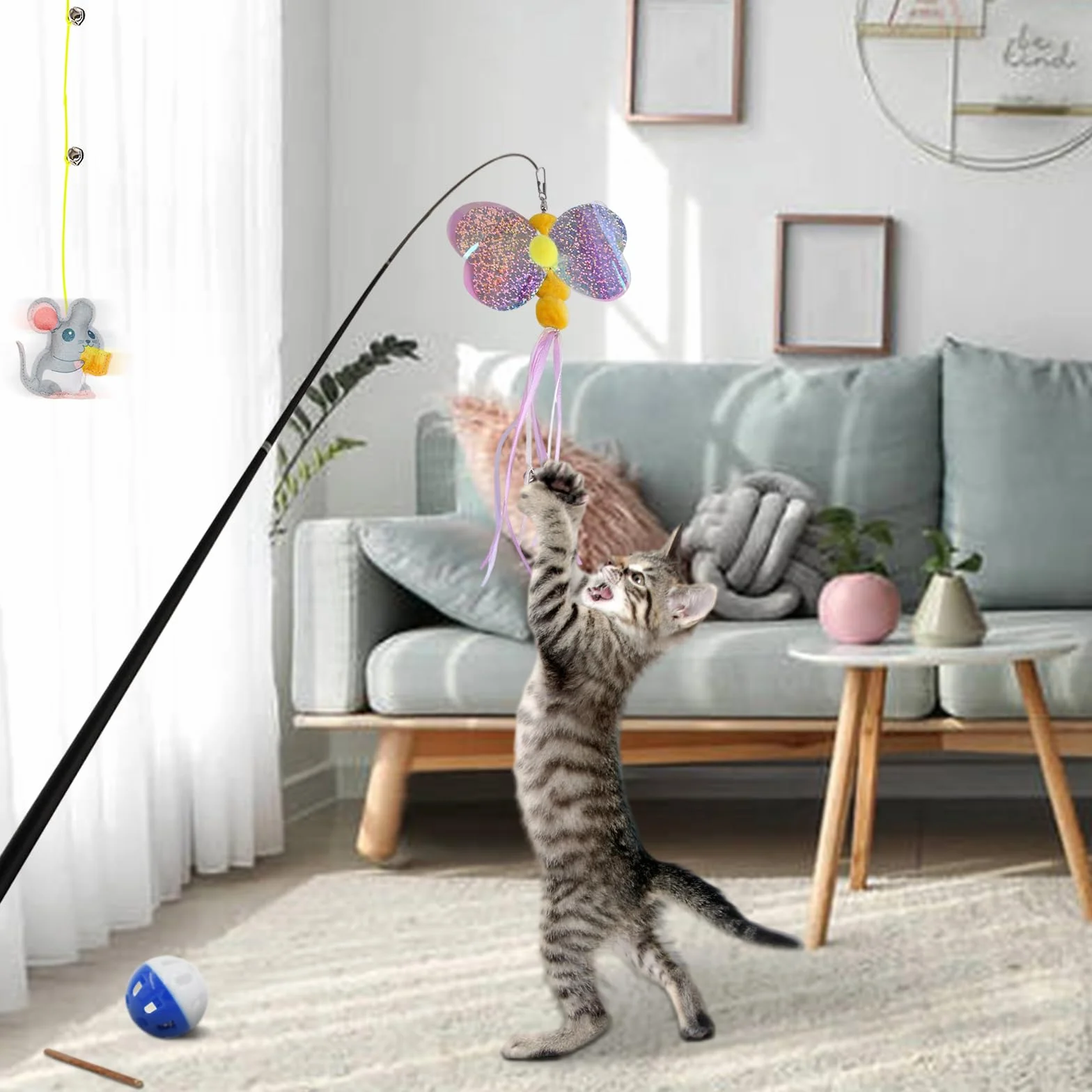 Jouets Chat,36pcs Jouet pour Chat,Jouets pour Chats Interactif Jeux Chaton avec Tunnel,Kit Jouet Chats,Balles, Plumes,Poisson,Souris,Kit de Jouets Interactifs pour Chats