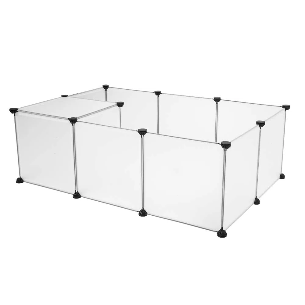 Bonnlo Parc Enclos pour Petits Animaux, Enclos Lapin Interieur, Cage, pour Cochons d'Inde, Lapins,Chien,Chiot,Blanc