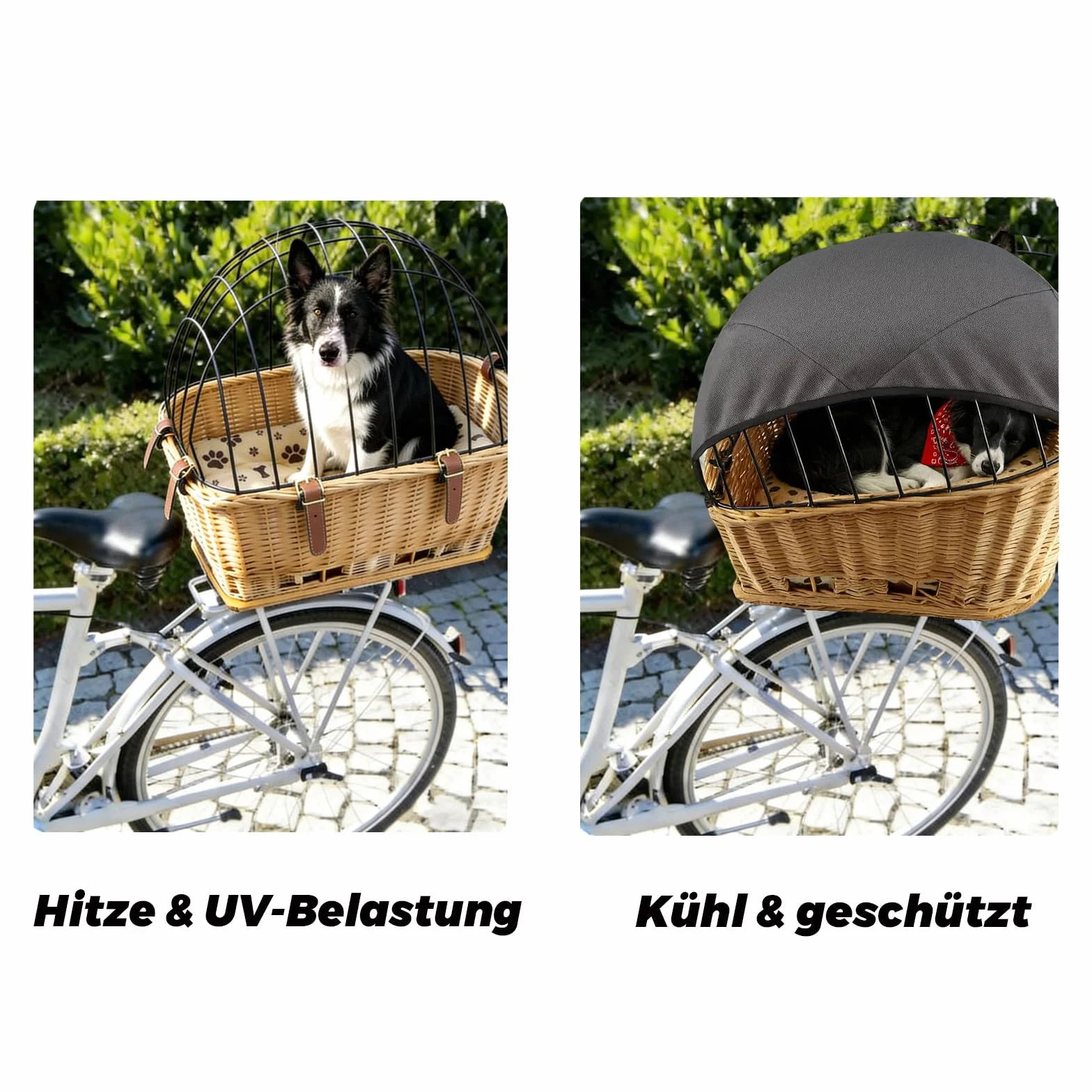 Voile d'ombrage pour panier de vélo pour chien et panier de vélo - Grand filet de protection réglable pour chien - Respirant, résistant au vent et à la poussière, sûr et stable - Pour presque tous les