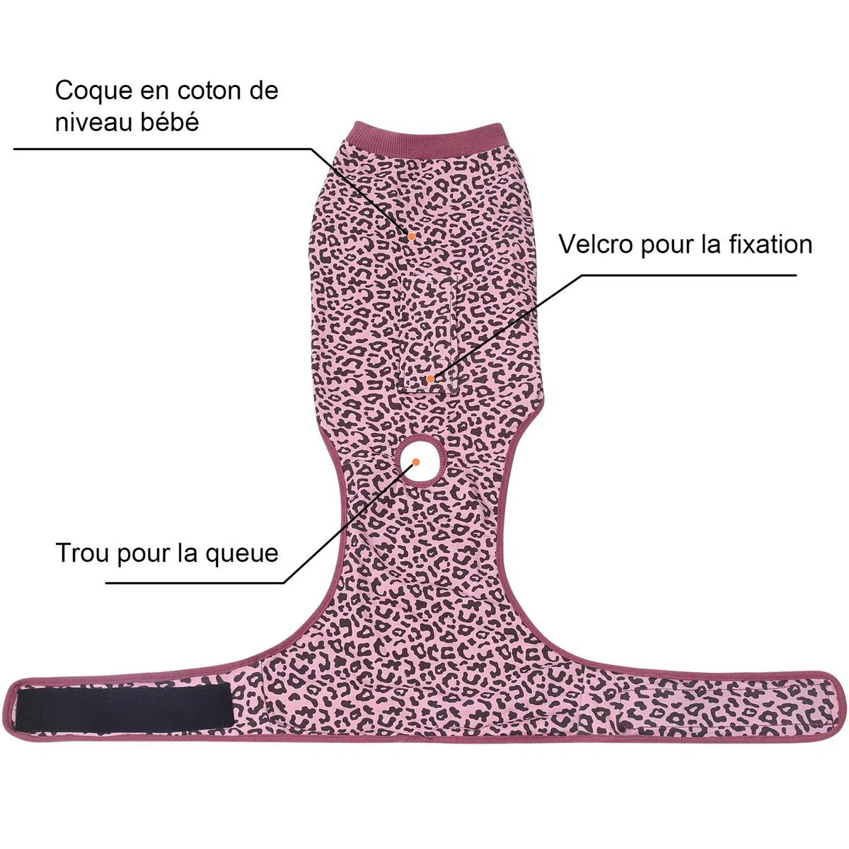Jiupety Combinaison de convalescence réglable pour chien, pour plaie abdominale après une chirurgie, substitut de collier électrique, taille XL, motif léopard rose