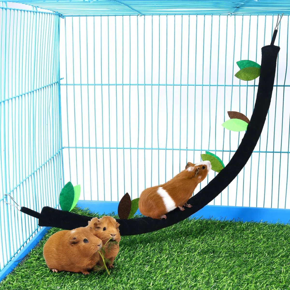 Lot de 5 hamsters à suspendre pour hamster, rat, cochon d'Inde, cage jouet accessoire de cage à motif forêt, tunnel et balançoire pour petits animaux, planeur, écureuil jouant au sommeil (noir)