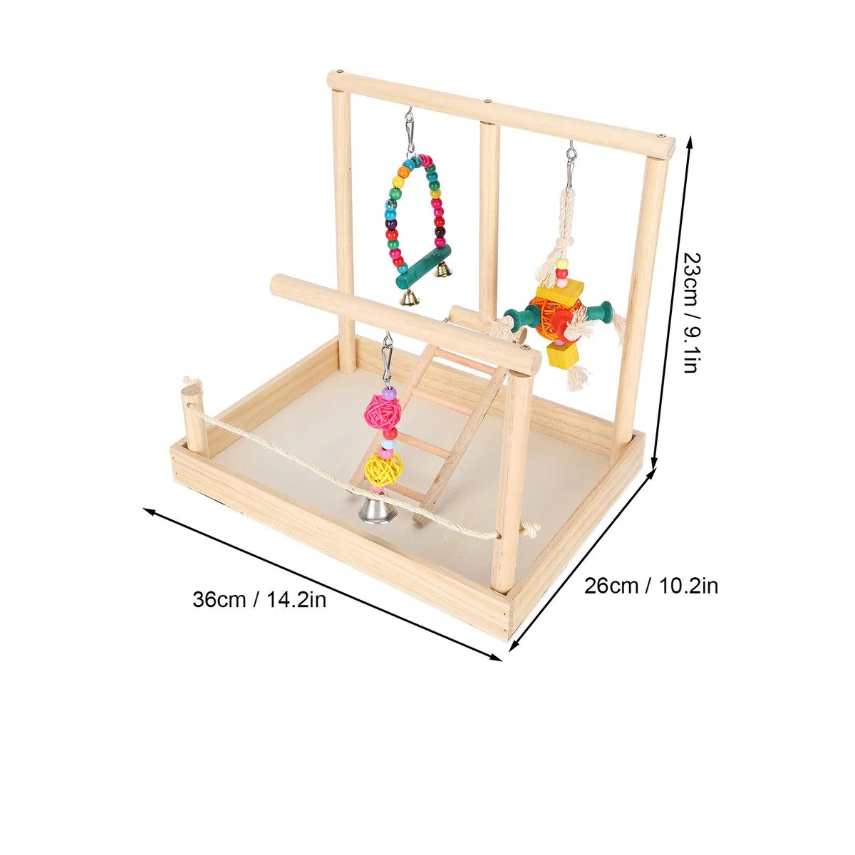 Aire de Jeux pour perroquets – Support en Bois Massif pour Oiseaux – avec Un Design de Cloche de Base – Couleurs Vives – Support de perchoir pour Cage à Oiseaux, Fournitures
