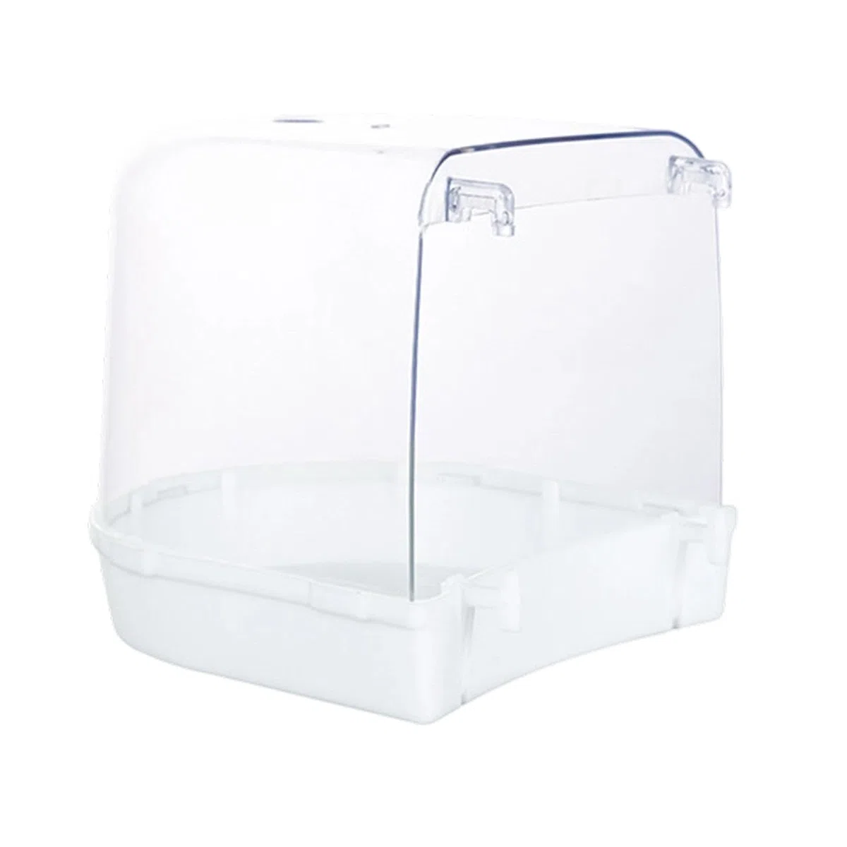 Bain d'oiseaux Transparent et Spacieux pour Cage, Idéal pour Les Perroquets, Perruches Ondulées, Canaris, Inséparables et Calopsittes, Blanc