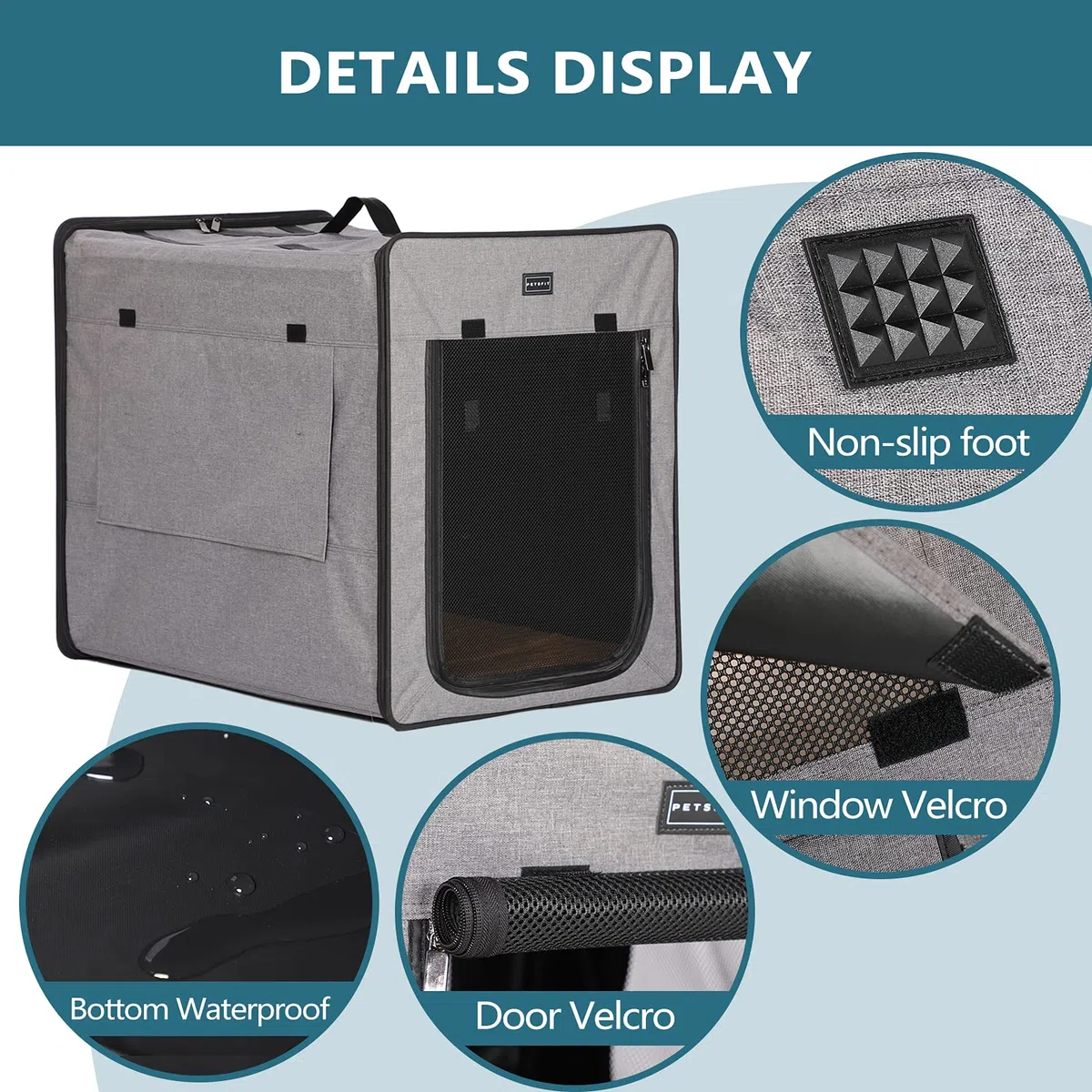Petsfit Caisse de Transport pour Chien Pliable Sac pour Chien Chat Léger Caisse pour Voyage Voiture Boîte Oxford