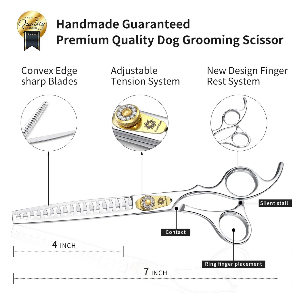 Dream Reach Ciseaux à Effiler Amincissants 7,0 Pouces pour Animaux - Toilettage Chiens et Chats - Acier Inoxydable Japonais 440C