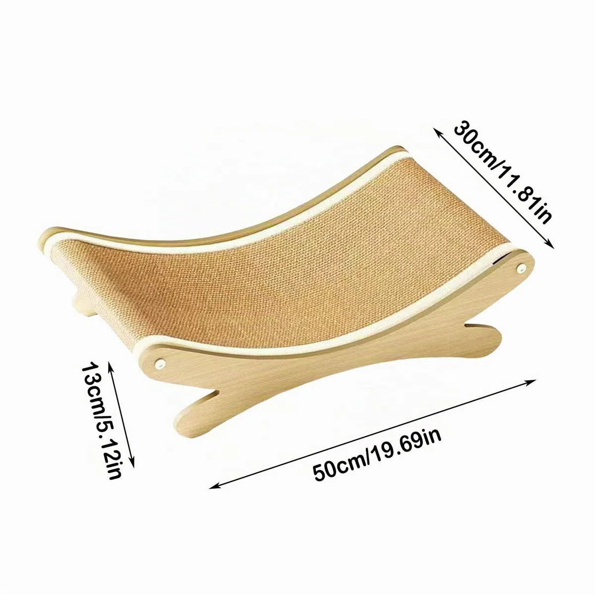 Lit 2-en-1 en sisal pour chat avec griffoir pour chats de grande taille - Hamac avec coussin en sisal, meuble en bois pour chat pour griffer et se reposer (Khaki 1 pièce)