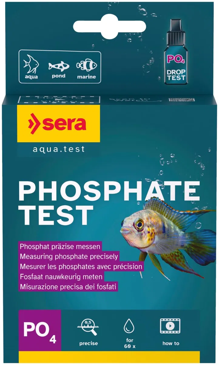 sera Phosphate Test 15ml |Mesure du Phosphate pour Prévenir la Prolifération d’Algues et Maintenir l’Équilibre de l’Eau | Kit avec Éprouvette, Seringue et Cuillère Doseuse | pour Aquariums et Bassins