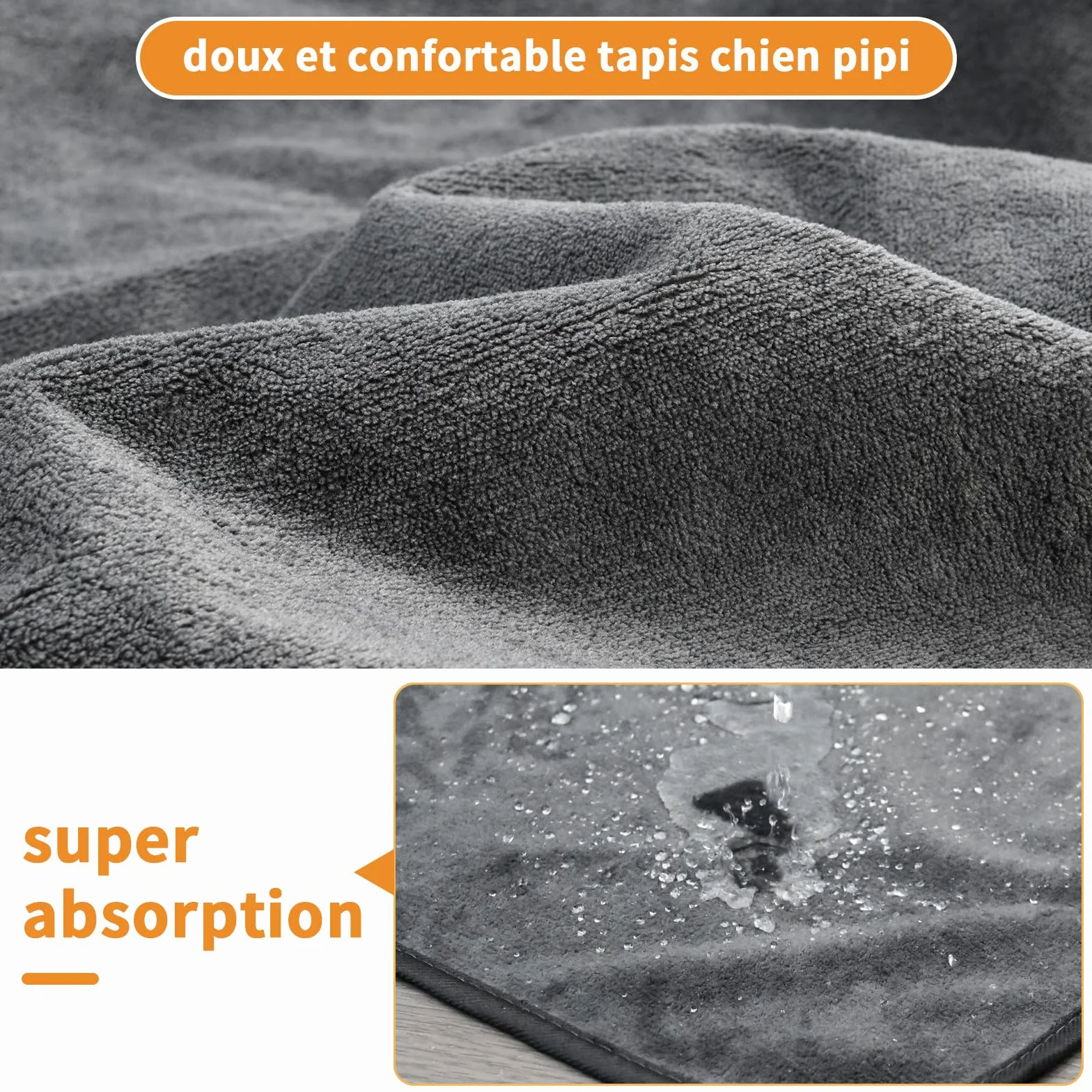 Lot de 2 Tapis pour Chiot Lavable,100*70cm Absorption Rapide Tapis educateur Chien, Pee Pad Anti-fuites, Réutilisable - pour Chiots, Chiens âgés ou incontinents