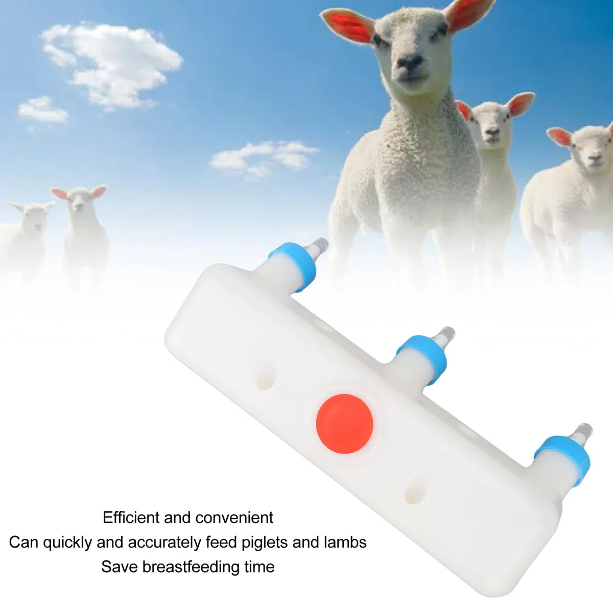 Mangeoire à Agneau 3 Sucettes pour Petits Animaux, Biberon de Lait de Chèvre, pour Porcelets, Chiots, Lampe pour bébé, Chatons – Équipement de Boisson de Ferme, Conception à