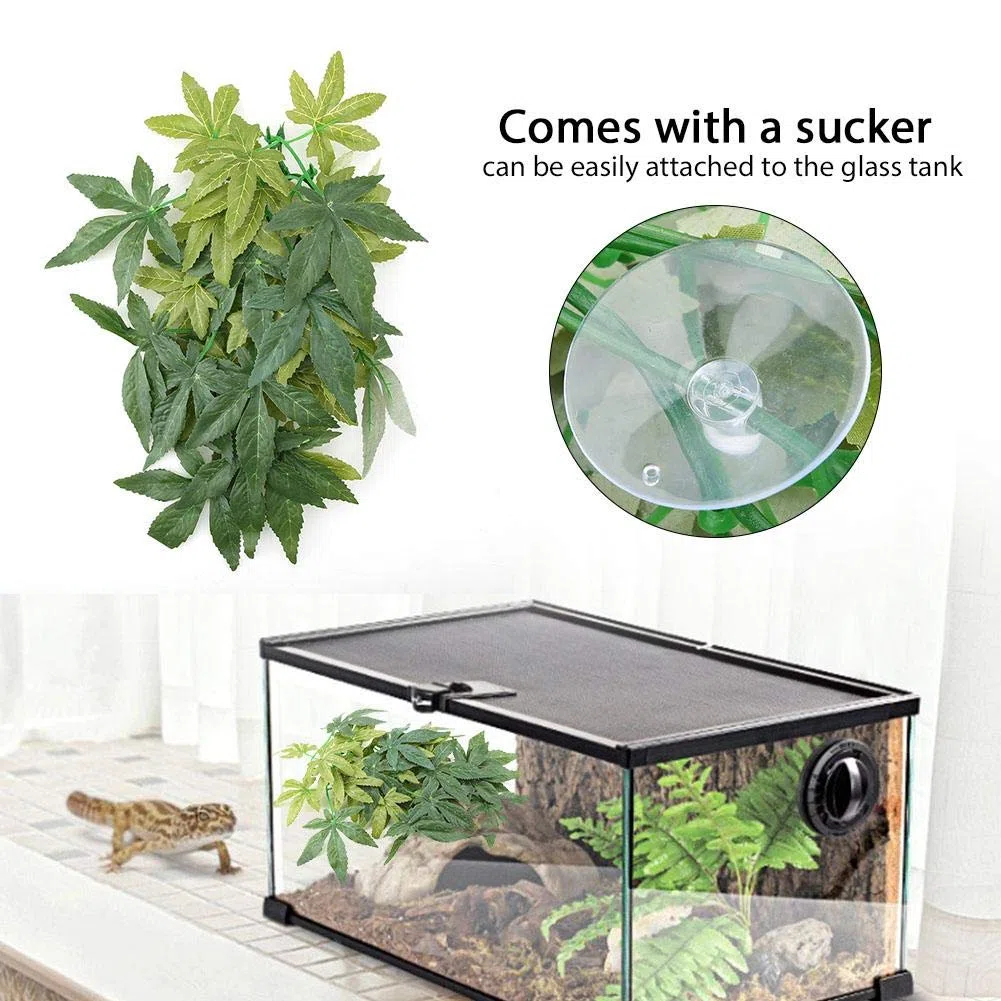 Plantes artificielles Herbe verte en plastique avec ventouse pour aquarium Reptile Terrarium Habitat boîte Ornements Extérieur De La Maison Jardin Décor (50cm)