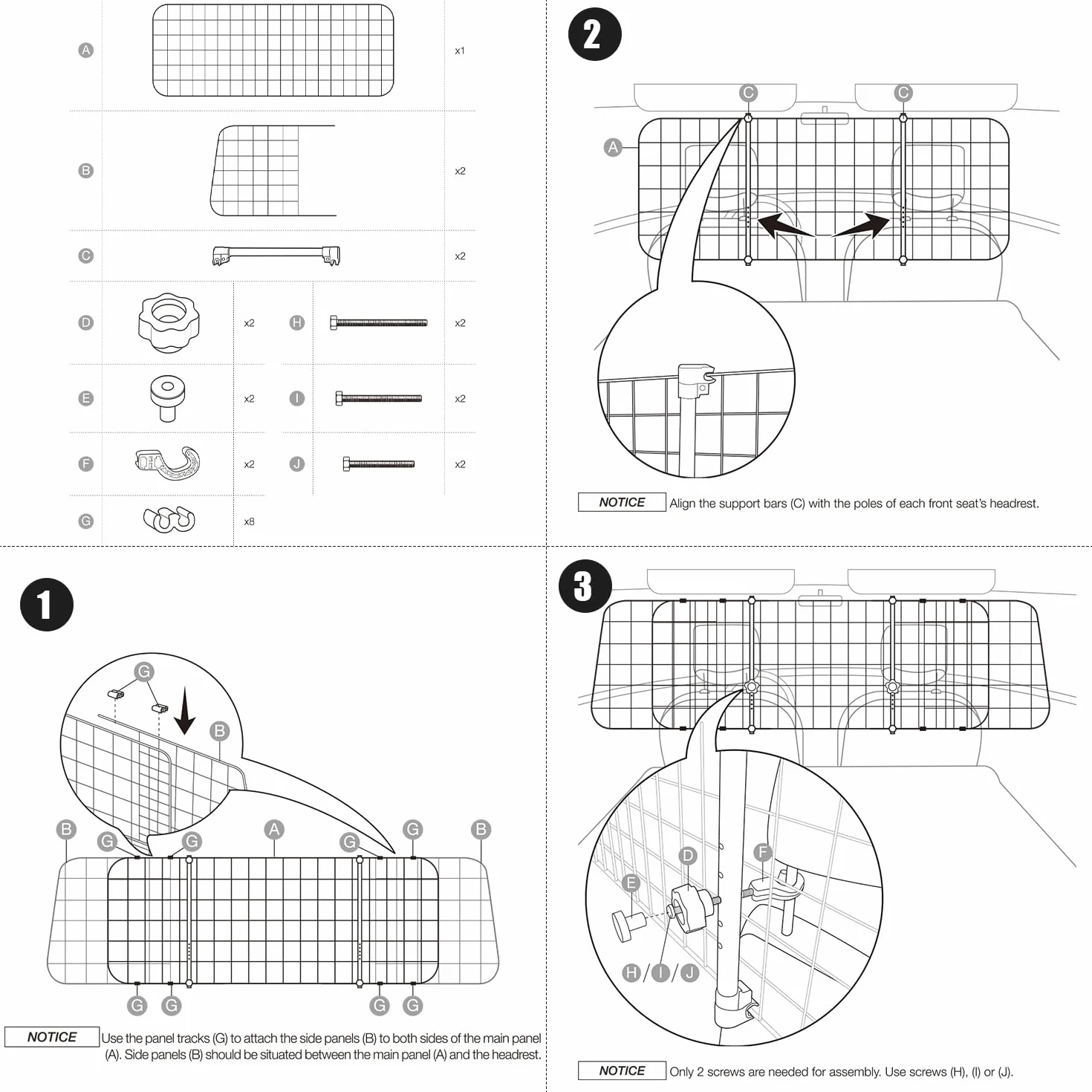 Herrselsam Grille de protection de voiture, pour chien, largeur réglable, grille de séparation pour coffre de chien, avec ceinture de sécurité, filet de voiture