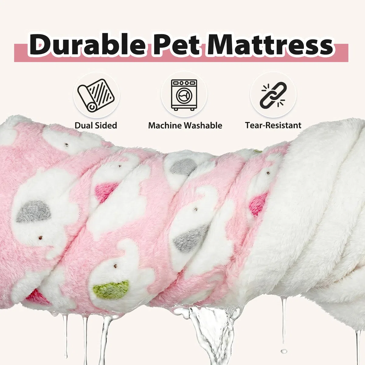 MICOOYO Lit pour Chien 2 PCS, Matelas Lavable pour Chien, Tapis imperméable pour Petits Chiens, Chats et Chiots, Couverture Polaire pour cochons d'Inde, Lapins, écureuils et Hamsters (M, 61 x 41 cm)