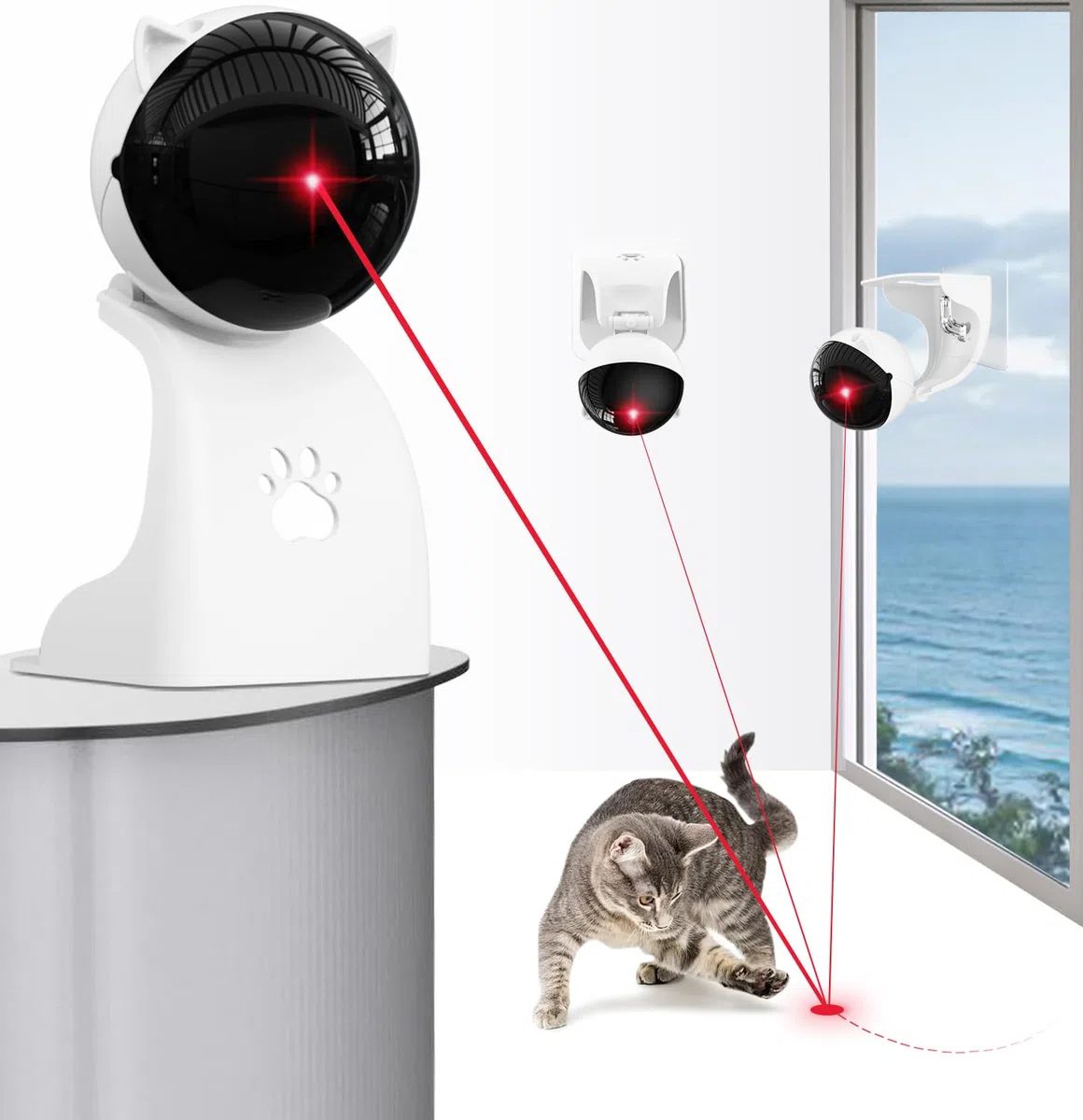 Petiepaw Jouets Laser Interactifs pour Chats D'intérieur, Jouet Laser Automatique pour Chats Adultes/Chatons/Chiens Ennuyés À L'intérieur, Rechargeable par USB, 3 Modes De Vitesse