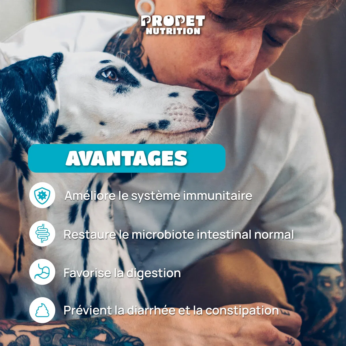 Probiotique Chien + Prebiotique + Vitamines. 11 Souches Bio-Actives. 10 Milliards UFC. 120 Comprimés. Probiotique Flore Intestinale Chien. Propet Nutrition