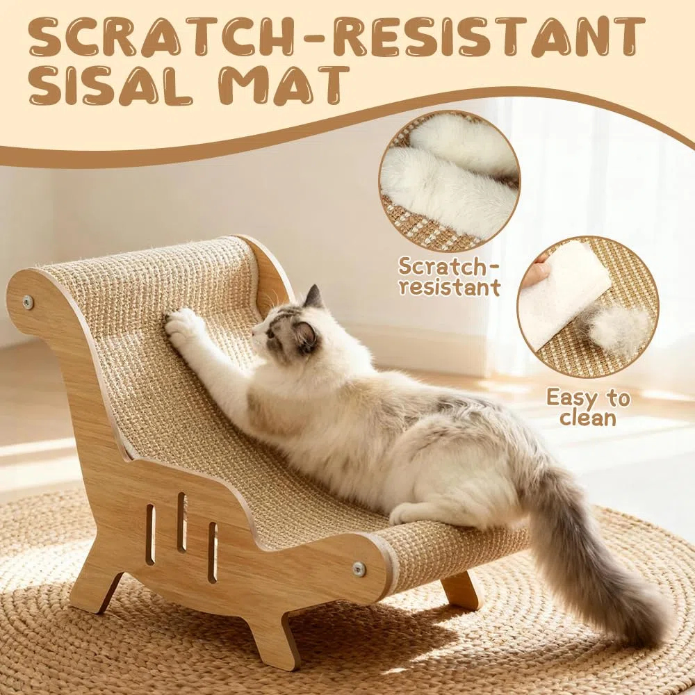 Chaise en Sisal pour Chat, 2-en-1 Chaise Longue pour Chat Peut Dormir et Aiguiser Ses Griffes, Grattoir en Sisal, Chai-se de Plage pour Ch-at, Lit en Si-sal pour Ch-at, pour Petits Animaux