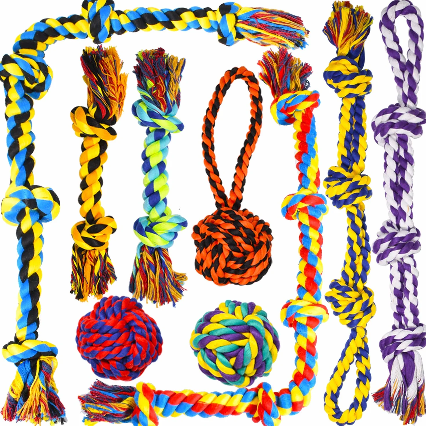 Grand Tough Chewing Convient à la Mastication Tyrannique Gros Chien Heavy Duty Dental Rope Set pour Chien de Taille Moyenne, 5 Noeuds Indestructible Coton Chiot Molaire