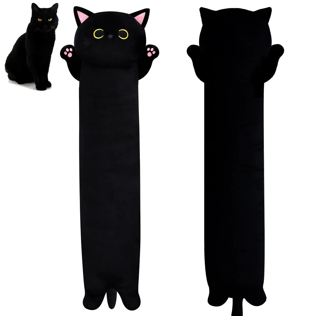 Coussin en peluche chat long 90 cm - Long chat - Jouet en peluche kawaii - Cadeau pour amis et enfants