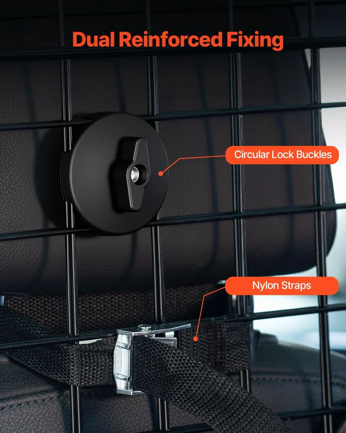 VEVOR Barrière de Voiture pour Chien Réglable 92,8-152,4 cm, Grille Pare-Chien en Treillis Métallique Robuste pour Siège Arrière, Universel pour Animaux de Compagnie, SUV, Berline, Camions, Véhicules