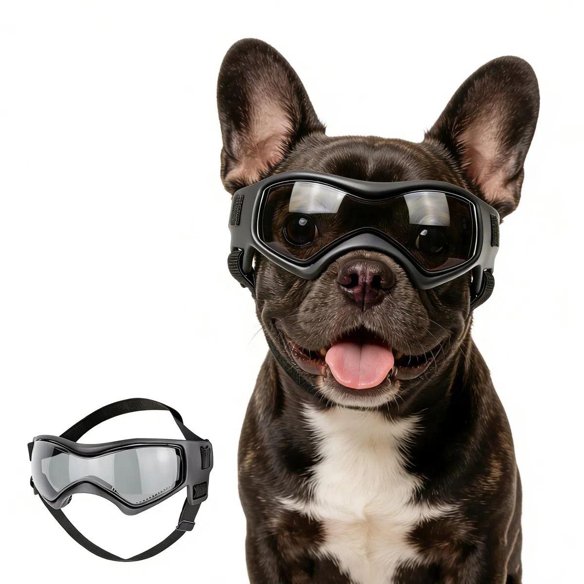 NAMSAN Lunettes de Protection réglables pour Chiens de Petite et Moyenne Taille, Anti-UV, Anti-Reflets, pour Chiens de Petite et Moyenne Taille, Noir
