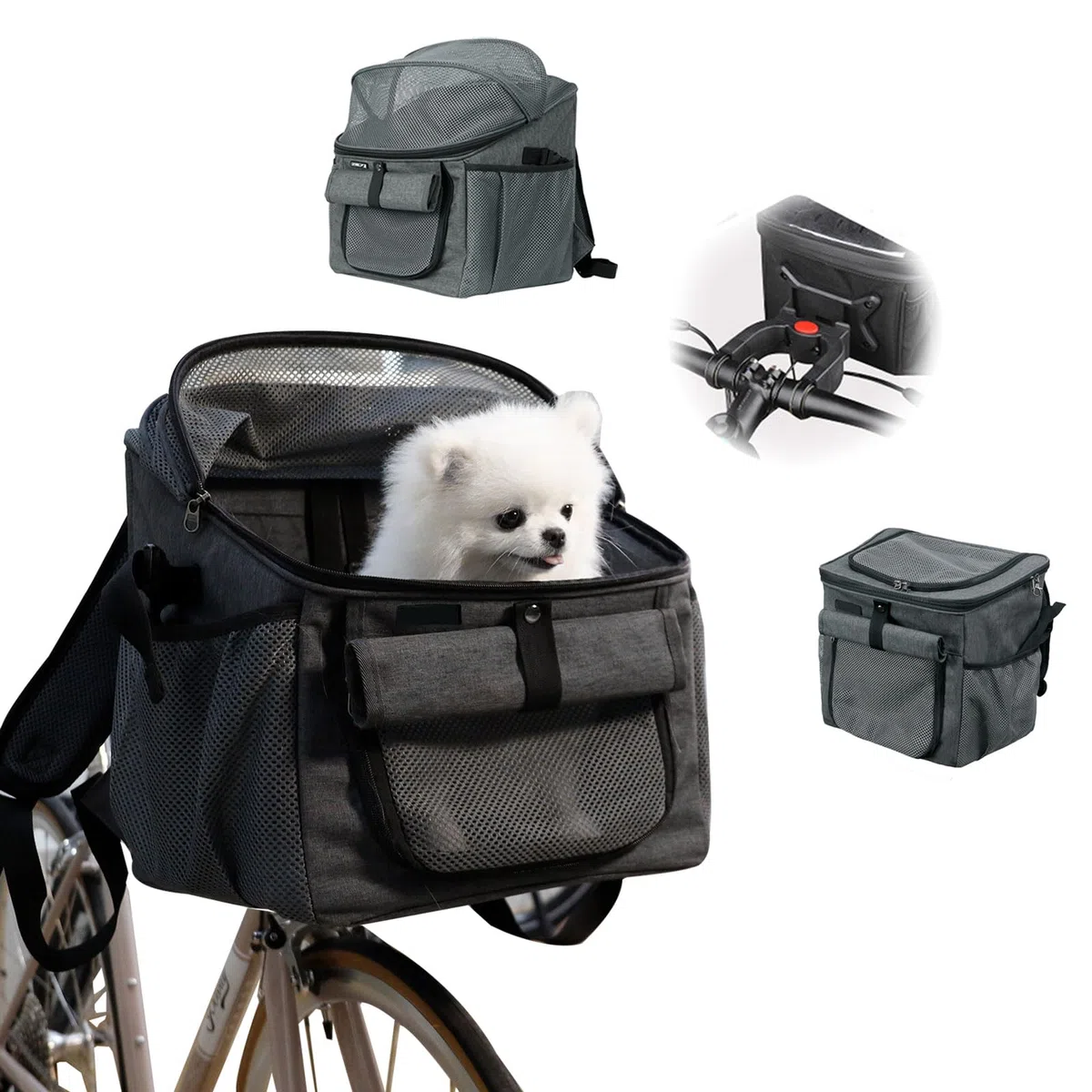 Panier De Vélo Amovible 37X27X40Cm Pour Chien Et Chat - Guidon Avant Pliant Multifonction Pour Animaux Domestiques - Compatible Vélo De Montagne