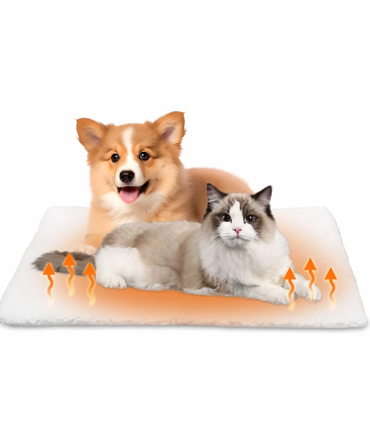 Chauffant Chat Tapis, 60x45cm - Tapis Chauffant pour Chats et Chiens, Batteries Incluses, Lavable, Peluche Silencieux