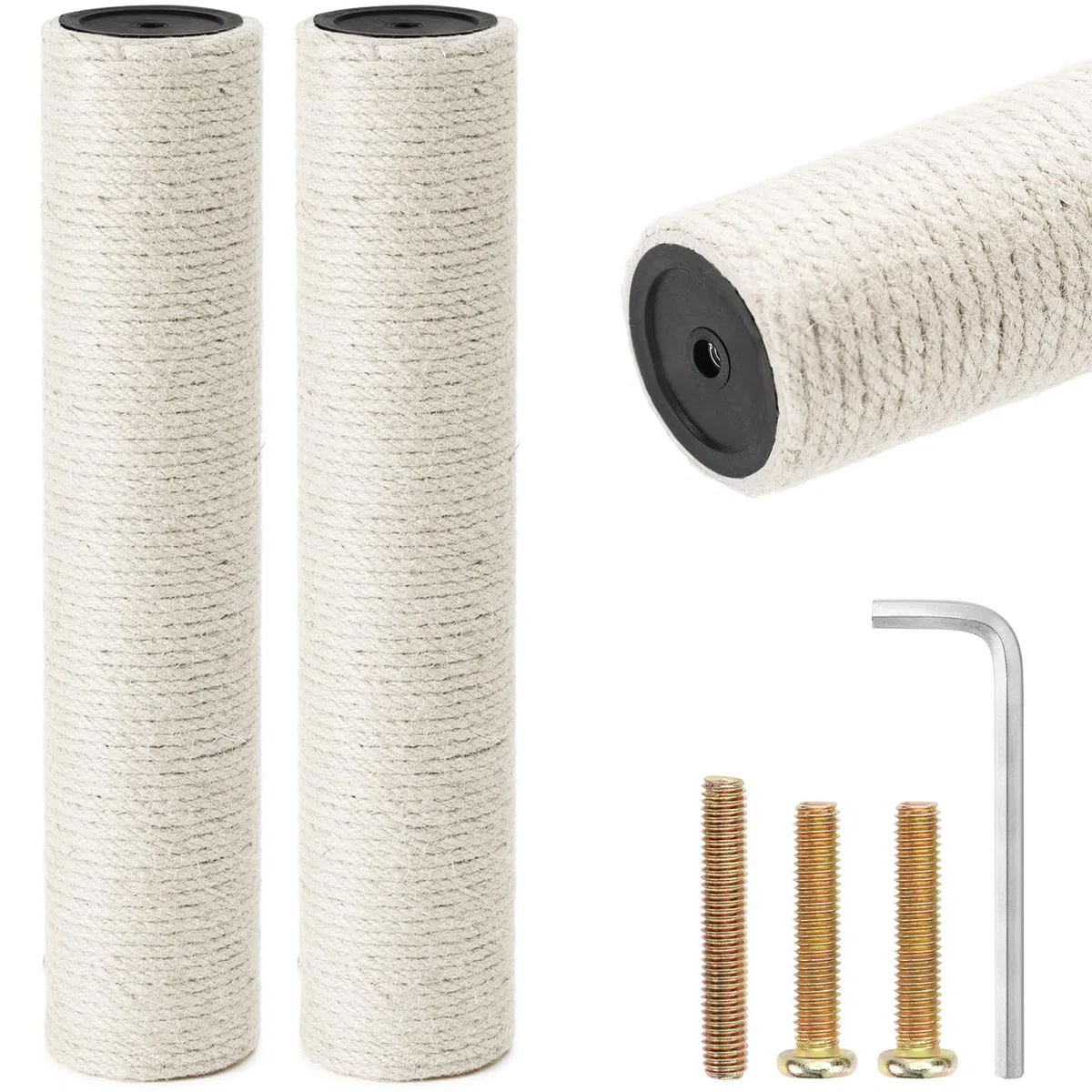Tronc de rechange pour griffoir en sisal, diamètre 7 x 34 cm, accessoire pour griffoir en sisal, hauteur 70 cm, avec vis M8 et clé anglaise