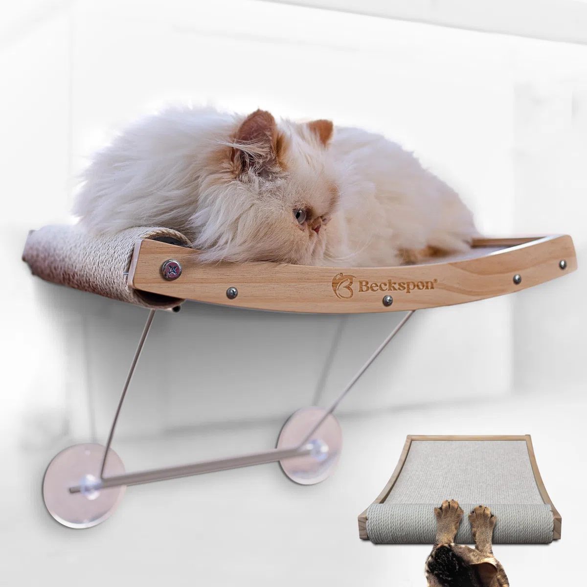 Hamac pour chats avec grattoir intégré | Lit pliable | Supporte jusqu'à 20 kg | Couleur beige