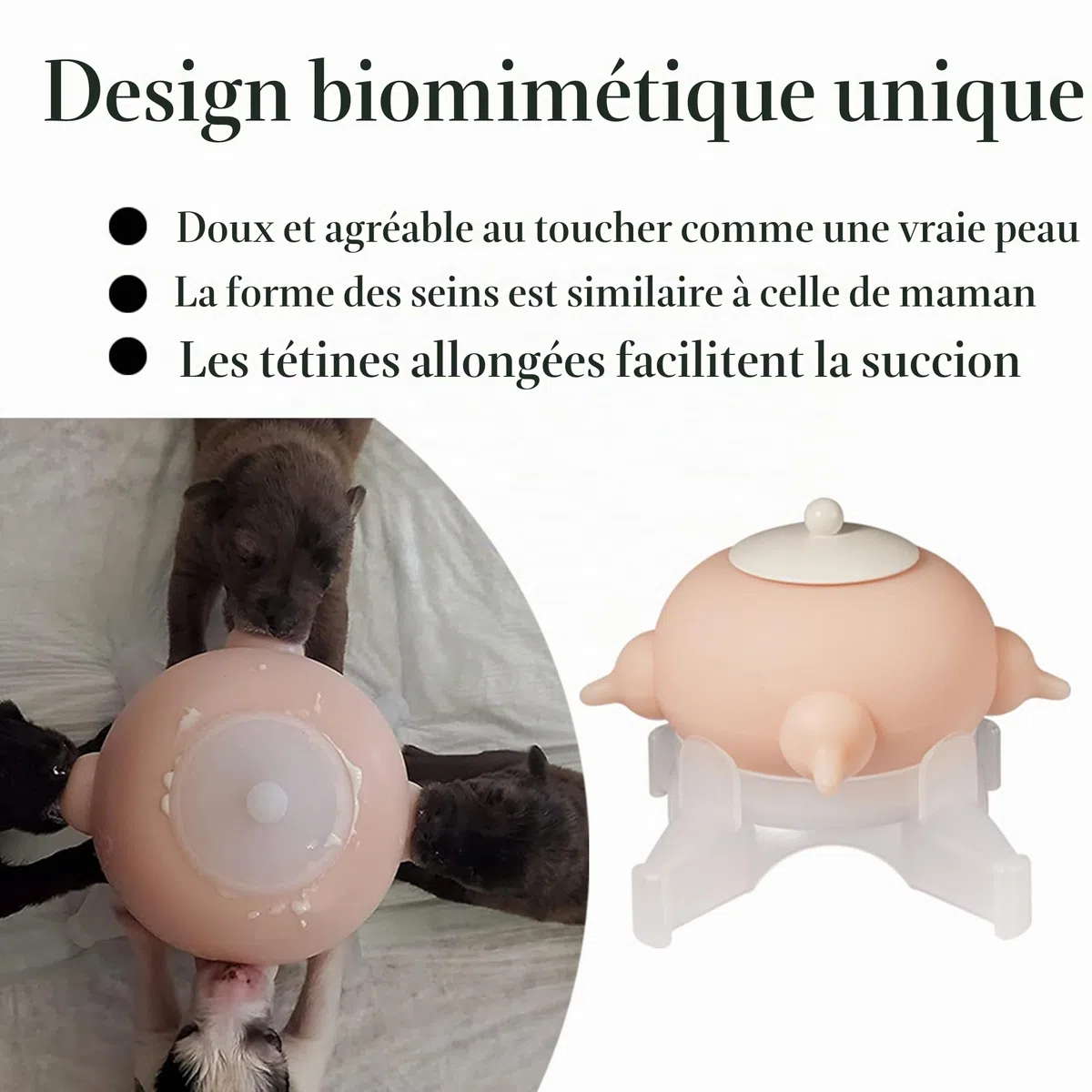 Doggiema Mangeoire à Lait pour Chiot, Biberons pour Chiots, pour Plusieurs Chiots 4 Tétines en Silicone Allaitement pour Chiot Bubble Milk Bowl
