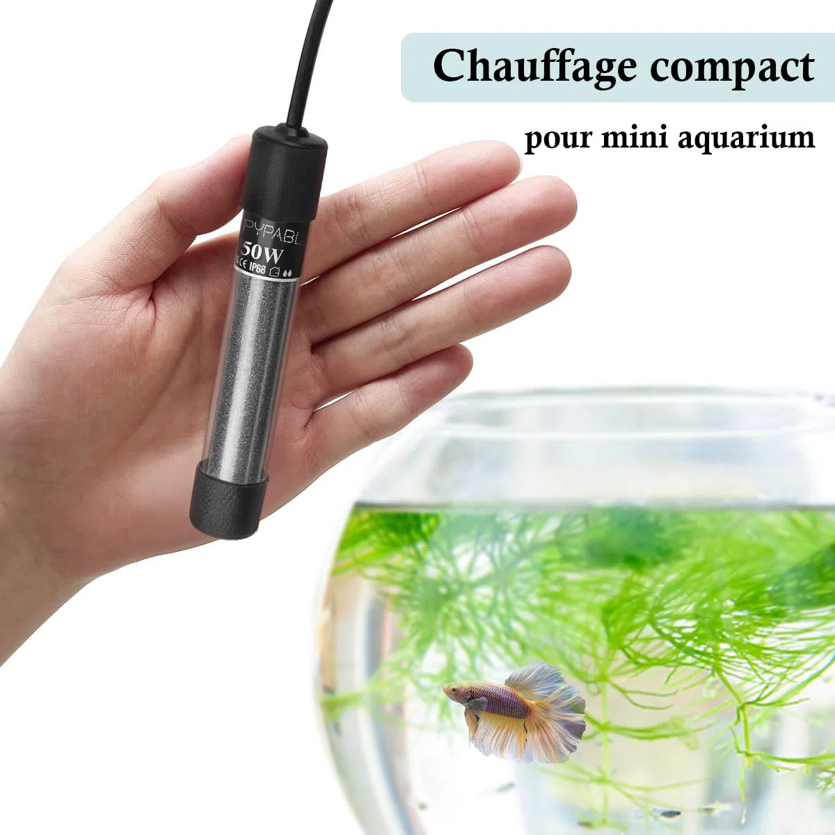 Chauffage Submersible pour Aquarium, 25W 50W 100W 300W Mini Chauffage d'Aquarium avec Régulateur de Température Externe, pour Chauffage d'Aquarium de Poissons et de Tortues 3-300L