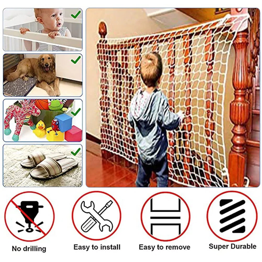 Blanc Filet Corde Filet de Protection Enfants Filet Securite Chat Filet Anti Chute sans Noeud pour Escaliers Balcon et La Fenêtre Filet de Corde Décoratif pour Aire de Jeux