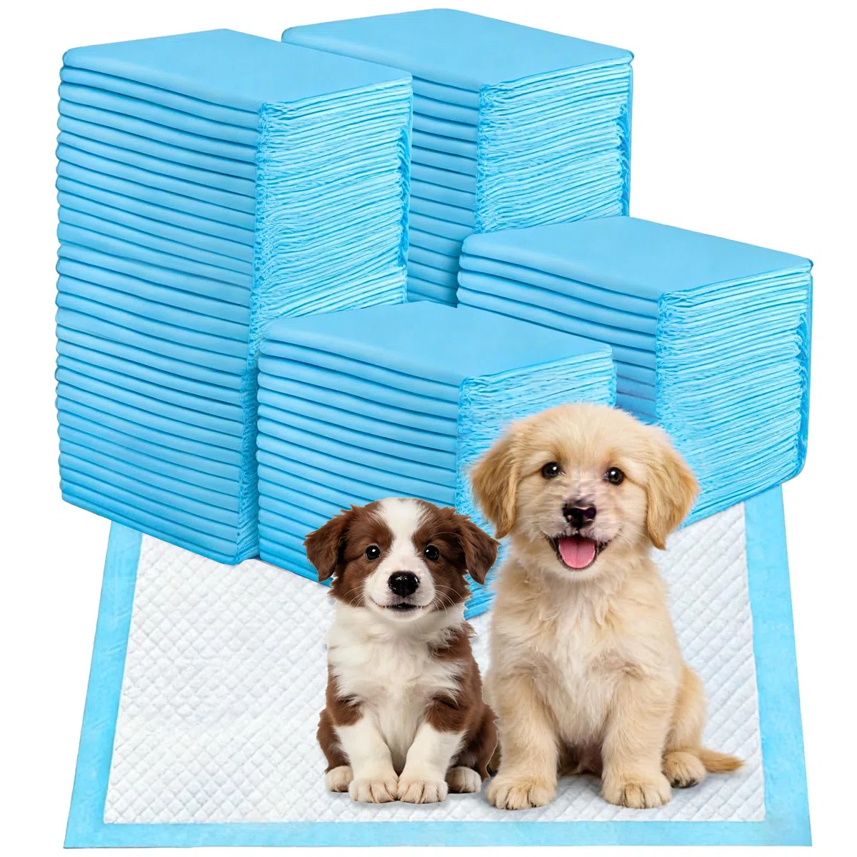 100 Pièces Alèses d'apprentissage pour Chiot, 33x45cm Tapis Absorbant Chien, avec 5 Couches de Conception Etanche, Capable D'absorber Rapidement l'humidité pour Prévenir Les Fuites