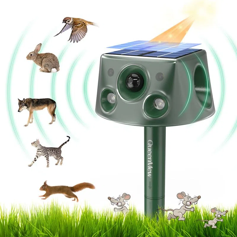 Répulsif Chat Extérieur, Repulsif Ultrason Chat, Solaire Ultrason Anti Chat Chien, Charge de Solaire, Répulsif Chat Chien Jardin pour Chats, Pigeon, Oiseaux, Renard, Rat, 3 Modes
