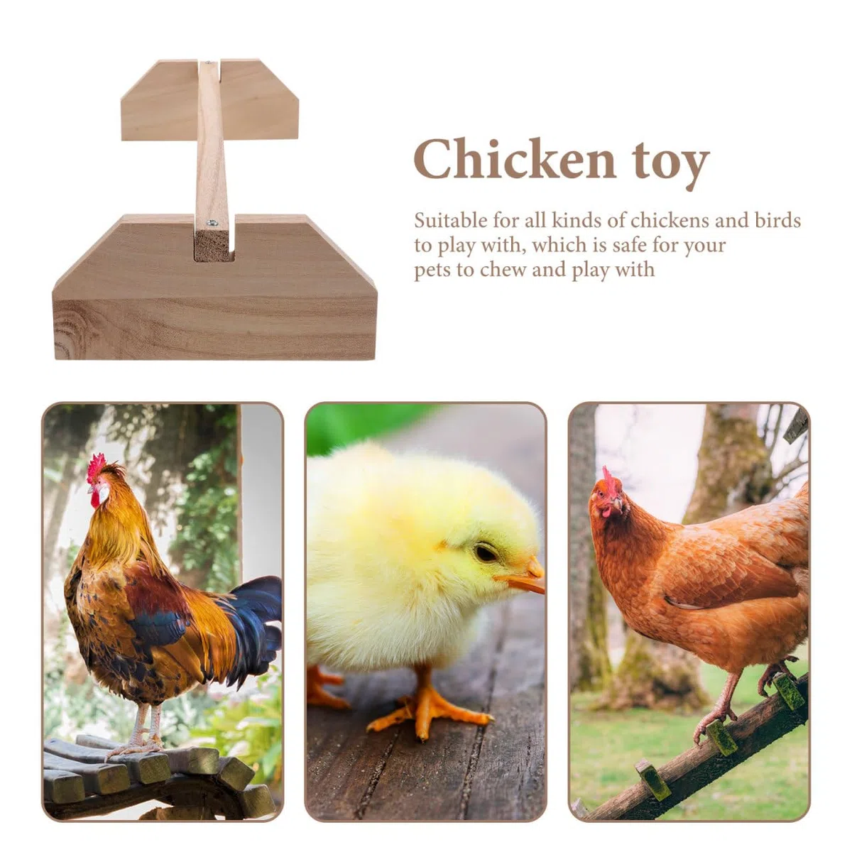 Hemobllo Perchoir pour Poules en Bois Naturel 40cm, Support d'Entraînement Stable à Base Triangulaire pour Poussins, Jouet de Poulailler Fait Main pour Volailles et Grands Perroquets (Aras)