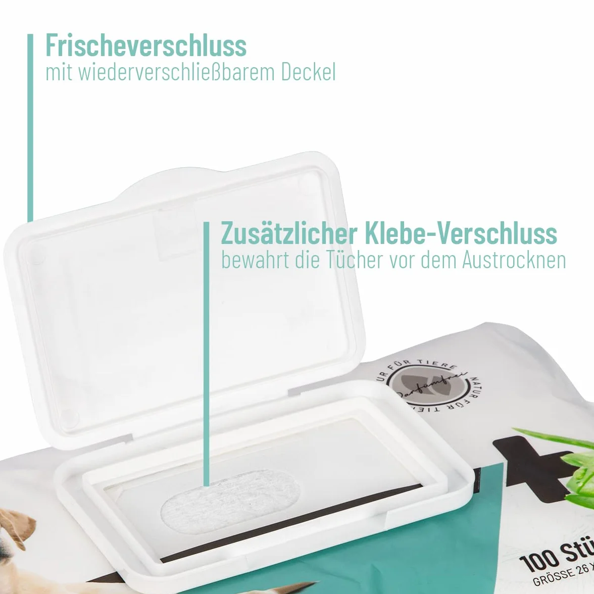 ReaVET lingettes de soin chien, 100 pièces, lingettes humides XXL chien, lingettes de soin chiens, lingettes humides fond de chien, extra larges lingettes nettoyantes hypoallergéniques