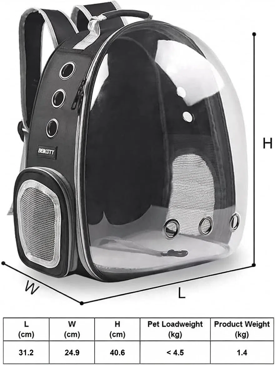 Sac à Dos pour Chat & Chien I Sac de Transport Respirant - Idéal pour Voyager I Approuvé par Les compagnies aériennes