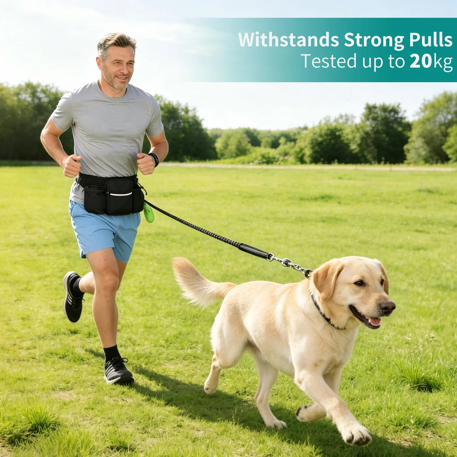 VINATO Sac à Friandises pour Chien avec Laisse Rétractable & Distributeur de Sacs - Sac Banane Étanche Multifonction pour Petits et Moyens Chiens – Promenade & Dressage Mains Libres