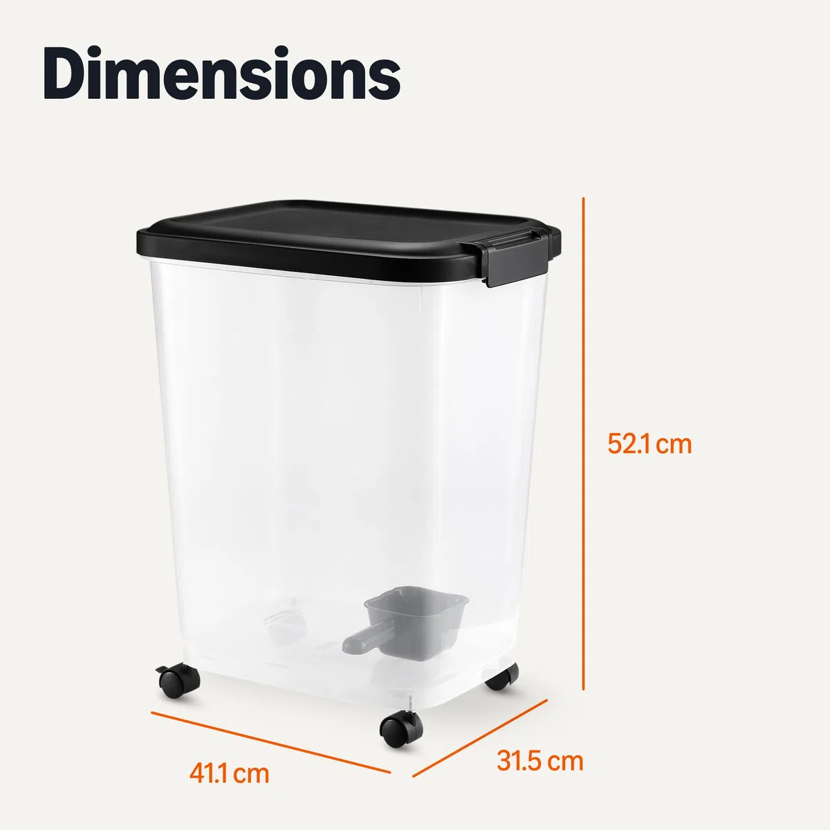 Amazon Basics Boîte de Conservation de Nourriture pour Animaux, 15.8 kg,Transparent et Noir